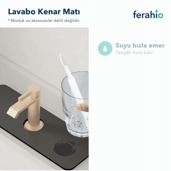 Su Emici Lavabo Kenar Matı 38 × 13 cm – Kaymaz Tabanlı, Kesilebilir Mat
