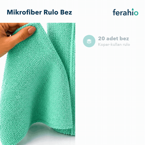 Mikrofiber Rulo Temizlik Bezi 20 Adet – 25 × 30 cm Kopar-Kullan Bez