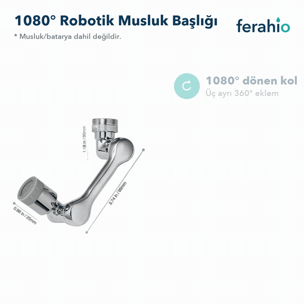 1080° Robotik Musluk Başlığı – Çok Yönlü Dönen, 2 Akış Modlu Musluk Ucu
