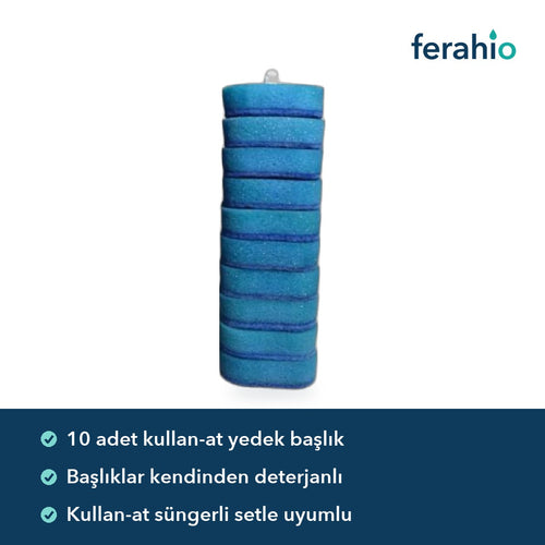 Tuvalet Fırçası Yedek Başlık 10 Adet – Kullan-At, Deterjanlı Sünger