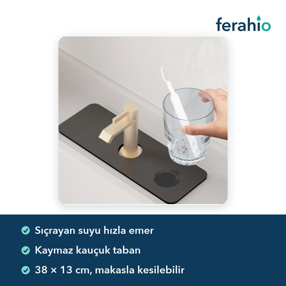 Su Emici Lavabo Kenar Matı 38 × 13 cm