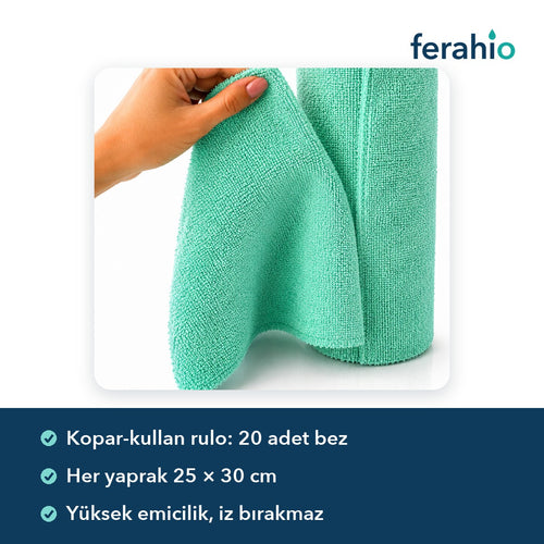 Mikrofiber Rulo Temizlik Bezi 20 Adet – 25 × 30 cm Kopar-Kullan Bez
