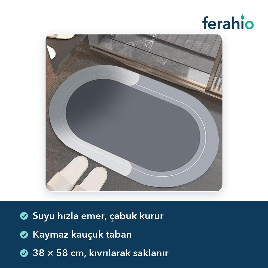 Oval Süper Emici Banyo Paspası 38 × 58 cm