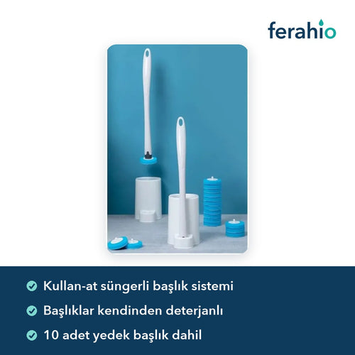 Hijyenik Tuvalet Fırçası Seti – Kullan-At Başlıklı, +10 Yedek Başlık