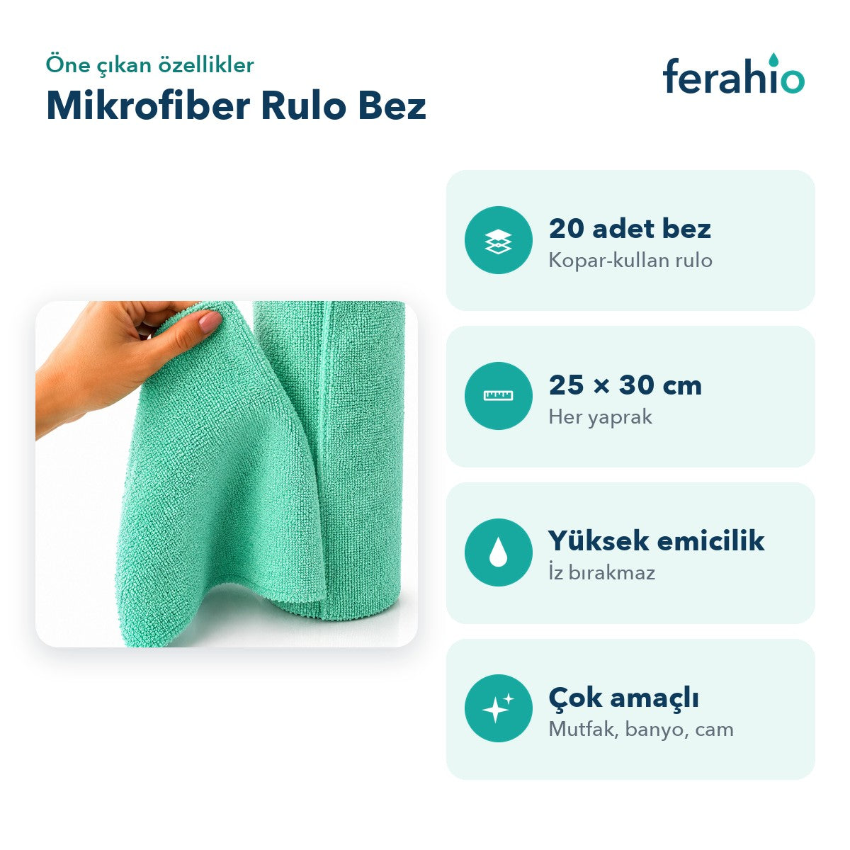 Mikrofiber Rulo Temizlik Bezi 20 Adet