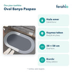 Oval Süper Emici Banyo Paspası 38 × 58 cm