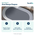 Oval Süper Emici Banyo Paspası 38 × 58 cm
