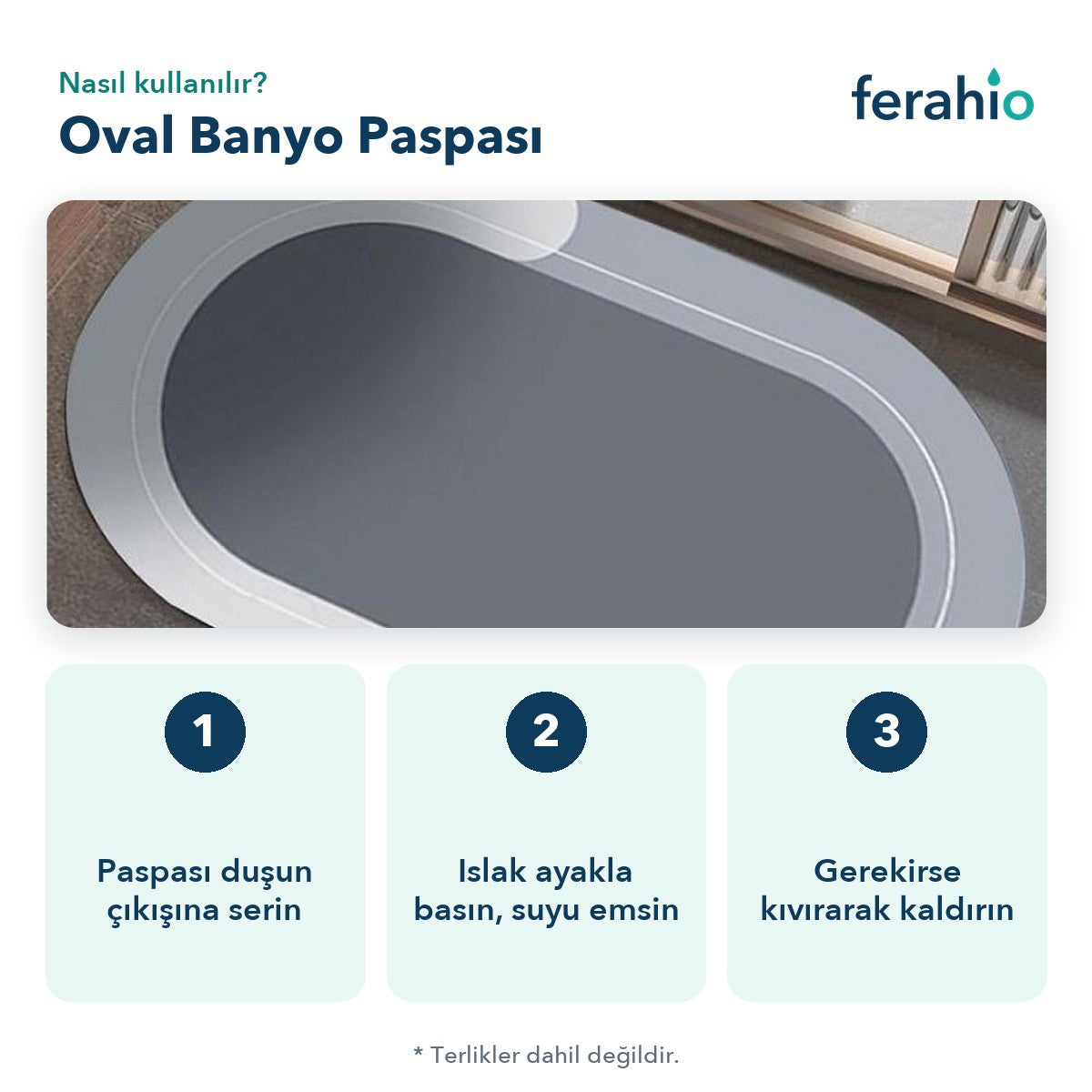 Oval Süper Emici Banyo Paspası 38 × 58 cm
