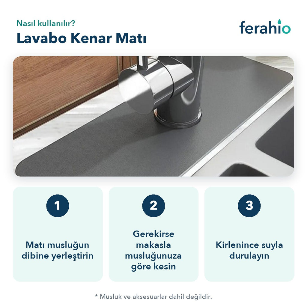 Su Emici Lavabo Kenar Matı 38 × 13 cm