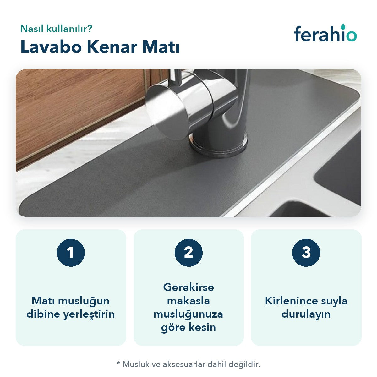 Su Emici Lavabo Kenar Matı 38 × 13 cm