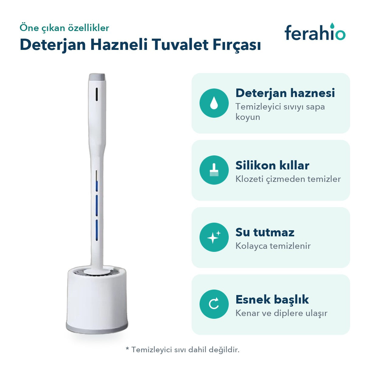 Deterjan Hazneli Silikon Tuvalet Fırçası