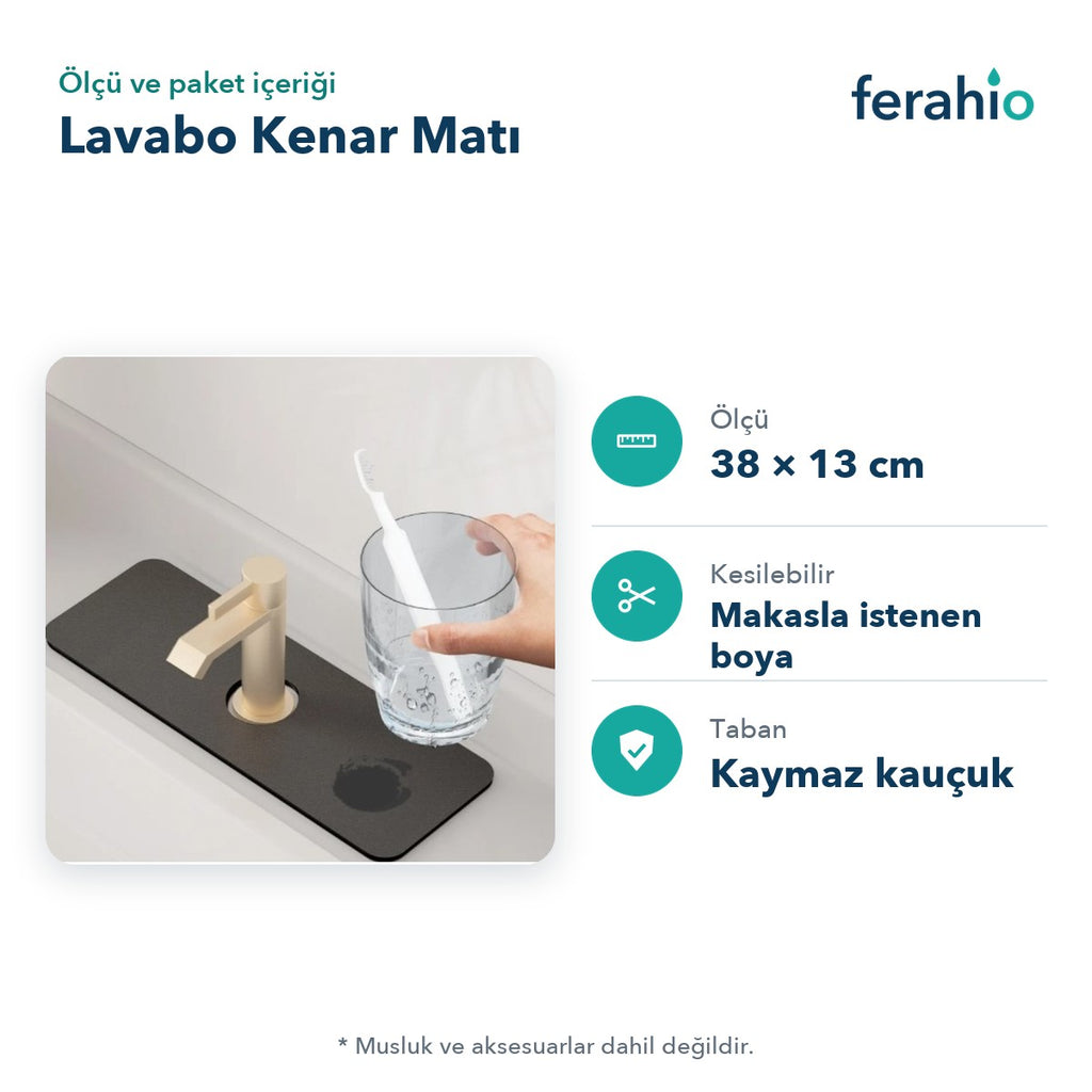 Su Emici Lavabo Kenar Matı 38 × 13 cm