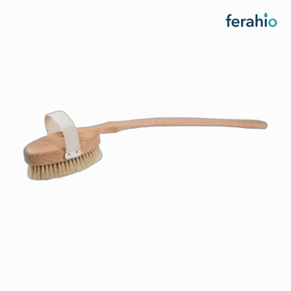 Doğal At Kılı Banyo Fırçası – 40 cm Ahşap Saplı Sırt ve Vücut Fırçası