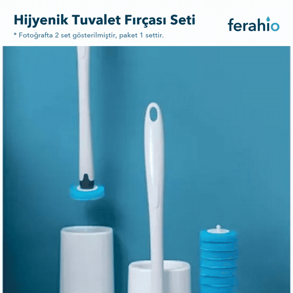 Hijyenik Tuvalet Fırçası Seti – Kullan-At Başlıklı, +10 Yedek Başlık