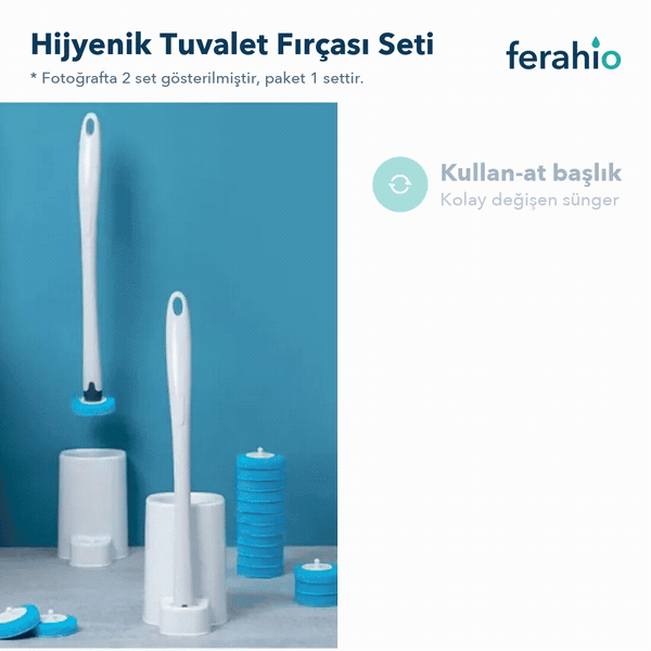 Hijyenik Tuvalet Fırçası Seti – Kullan-At Başlıklı, +10 Yedek Başlık