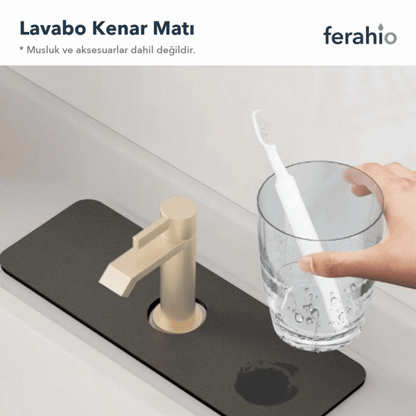 Su Emici Lavabo Kenar Matı 38 × 13 cm – Kaymaz Tabanlı, Kesilebilir Mat