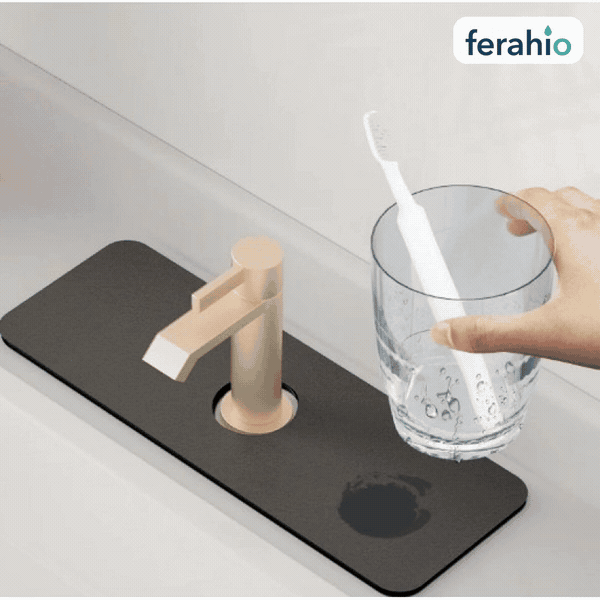 Su Emici Lavabo Kenar Matı 38 × 13 cm – Kaymaz Tabanlı, Kesilebilir Mat