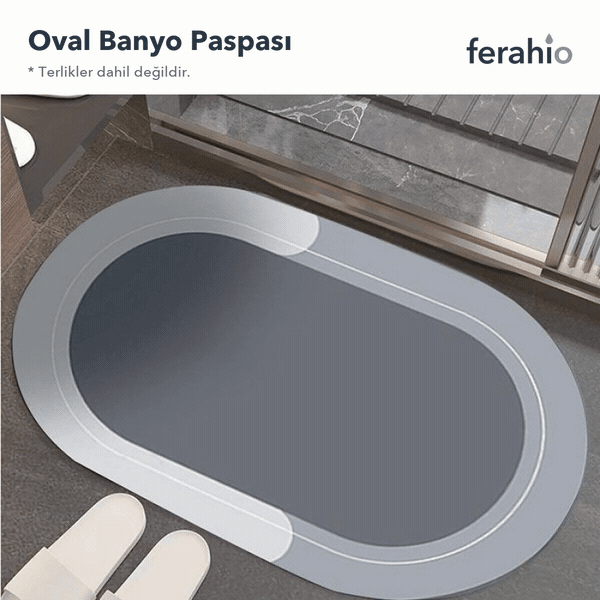 Oval Süper Emici Banyo Paspası 38 × 58 cm – Kaymaz, Çabuk Kuruyan