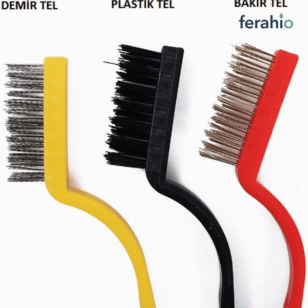 3 Parça Tel Fırça Seti – Bakır, Demir, Plastik Tel Detaylı Temizlik