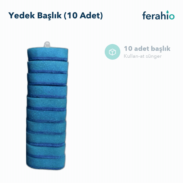 Tuvalet Fırçası Yedek Başlık 10 Adet – Kullan-At, Deterjanlı Sünger